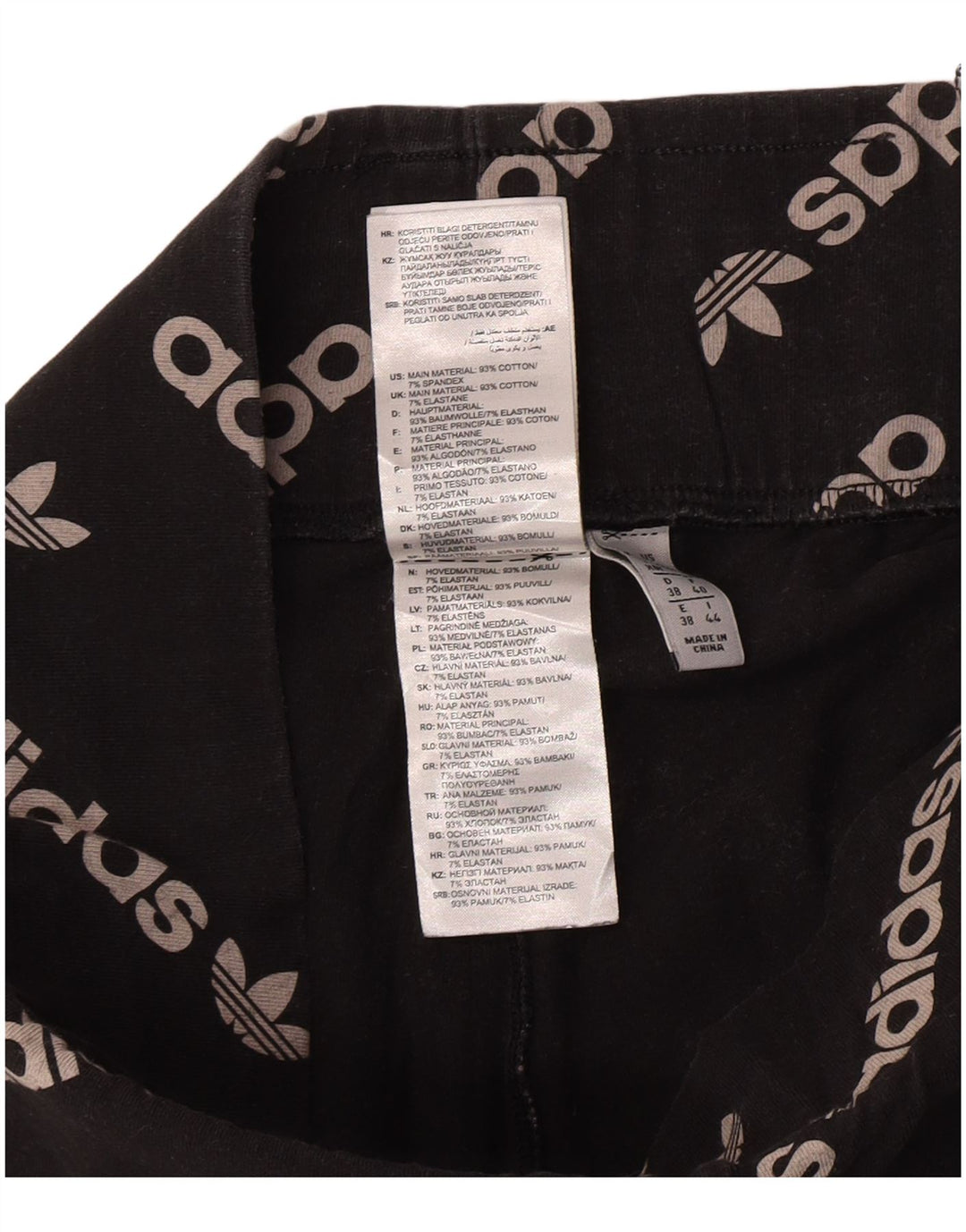 Leggings grafic Adidas pentru femei UK 12, bumbac mediu negru