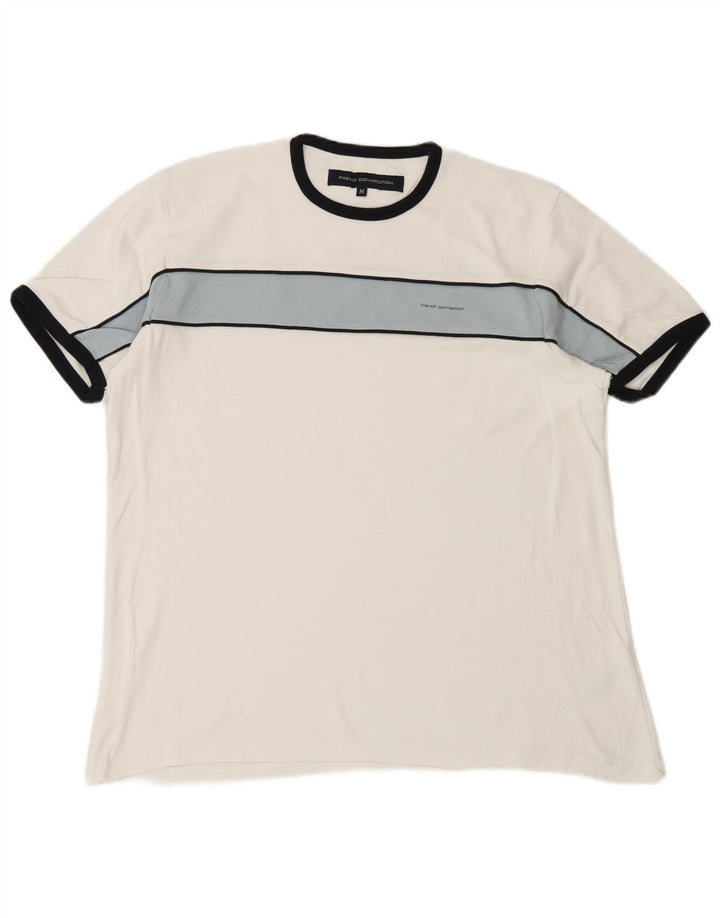 Tricou pentru bărbați French Connection Top mediu alb din bumbac color bloc