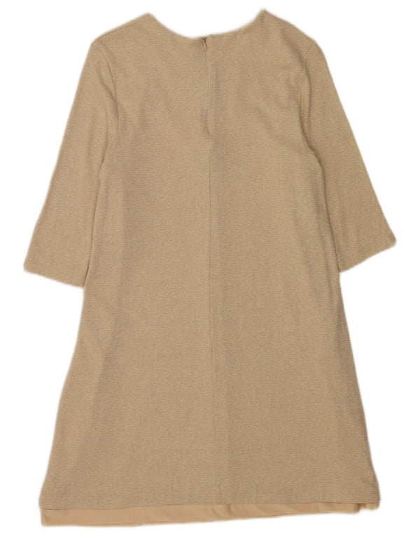 Rochie A-Line Zara Femei cu mâneci 3/4 UK 12 Medium Bej Viscoză