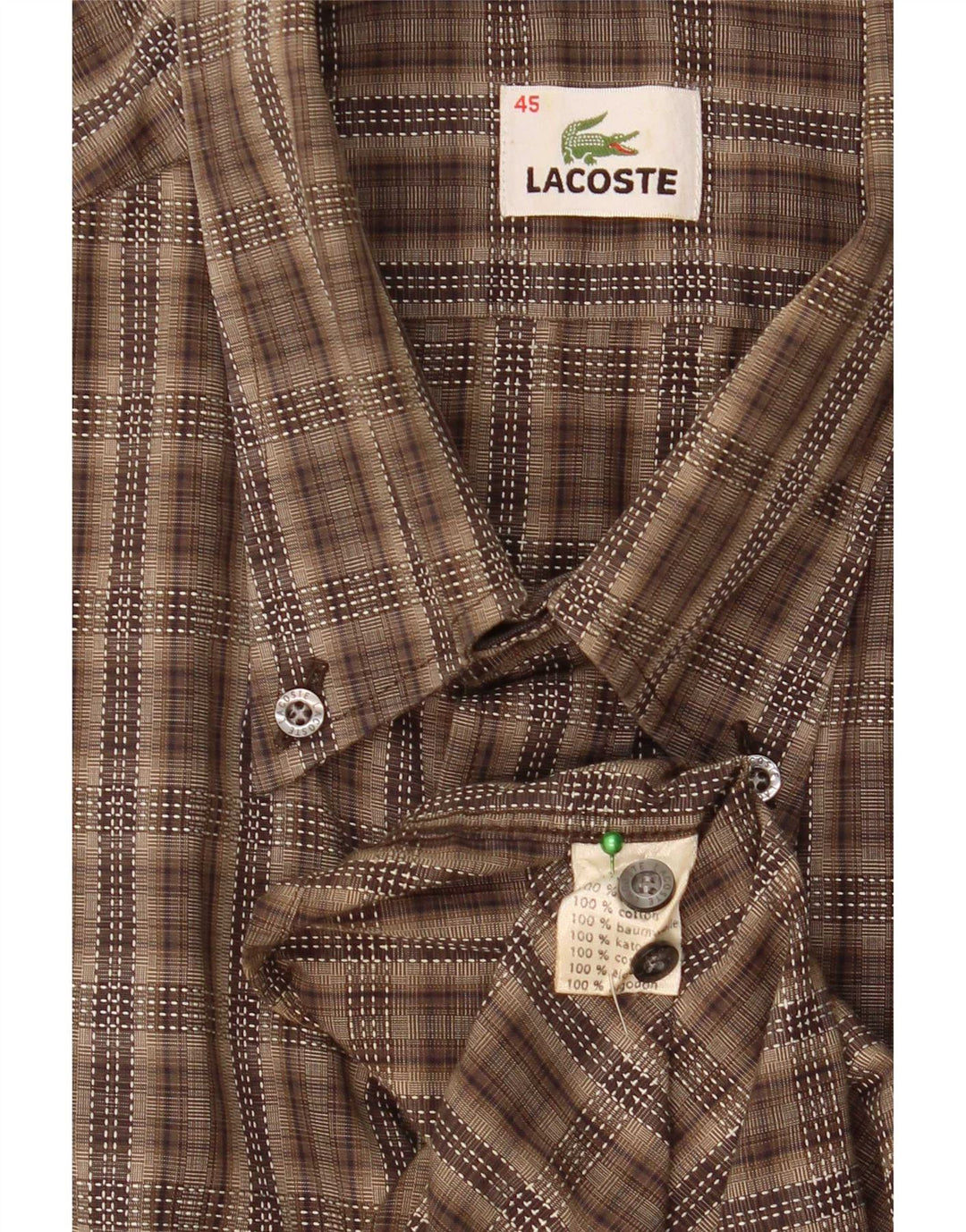 Cămașă bărbați Lacoste Mărimea 45 XL Bumbac cu carouri maro