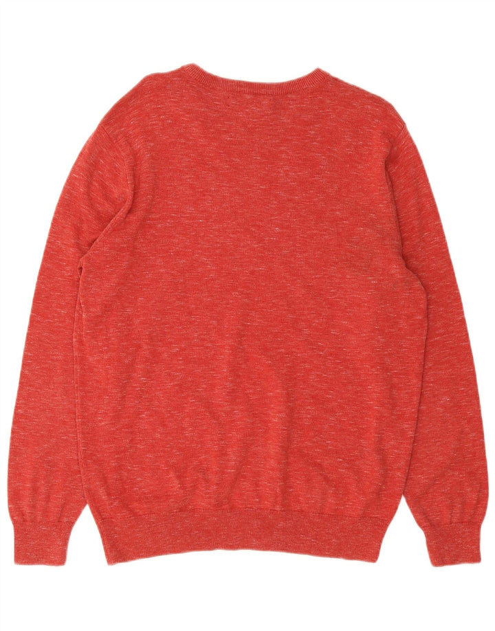 J. Crew Pulover pentru bărbați cu gât, mare, bumbac cu pete roșii