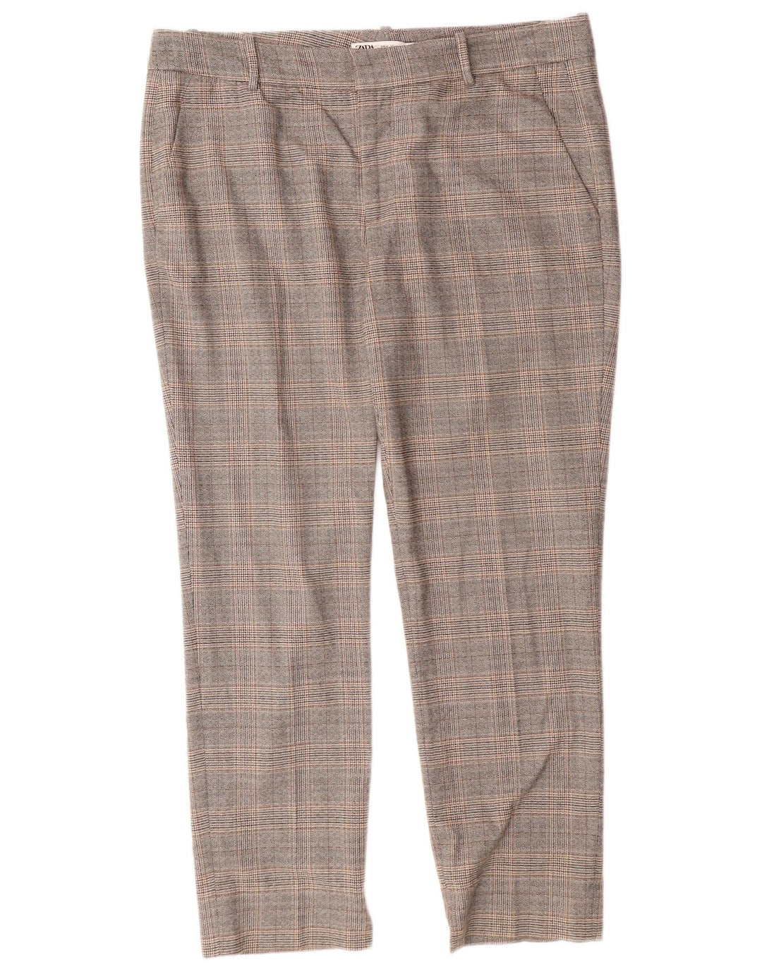 Pantaloni chino pentru femei ZARA Slim Fit EU 42 Large W32 L27 Gri Check
