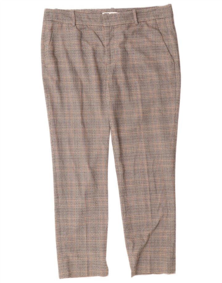 Pantaloni chino pentru femei ZARA Slim Fit EU 42 Large W32 L27 Gri Check