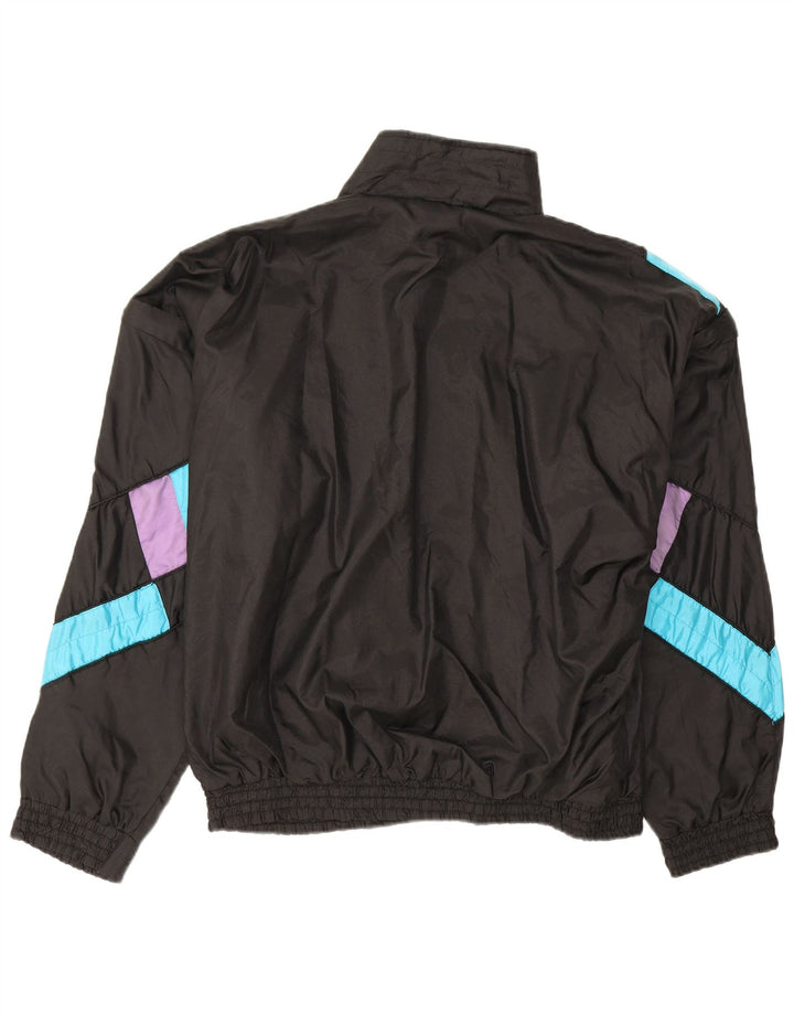 Jachetă de trening pentru bărbați vintage, XL, neagră, poliamidă color bloc