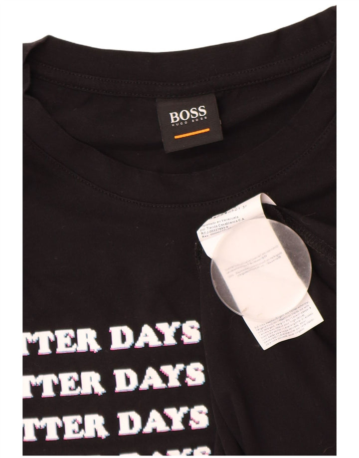 Tricou grafic pentru bărbați Hugo Boss Top mediu din bumbac negru