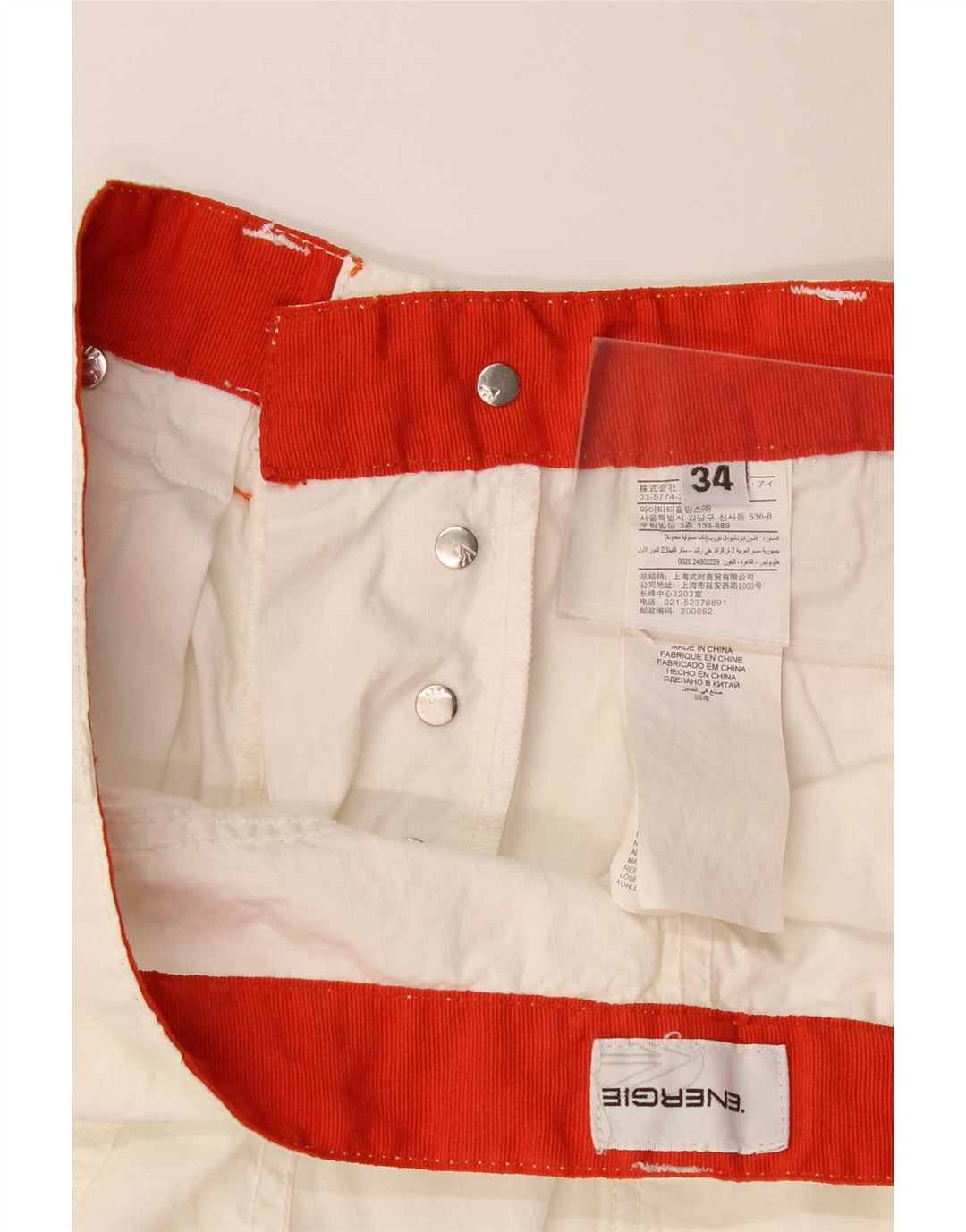 Pantaloni scurți casual pentru bărbați Energie W34, mare, alb, bumbac