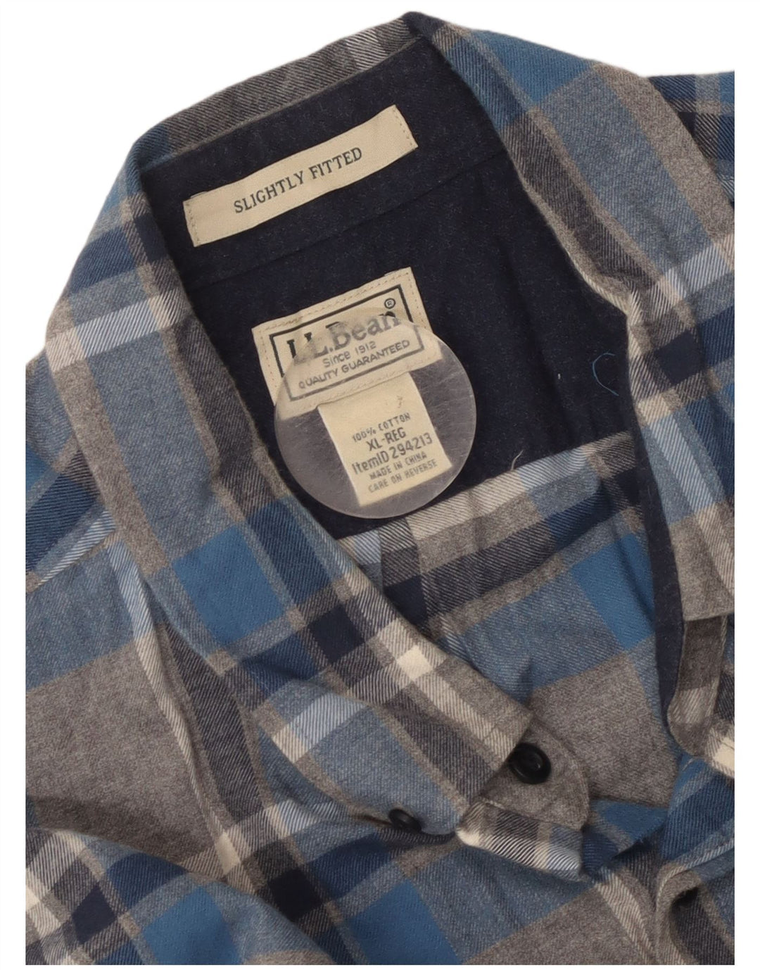 Cămașă de flanel pentru bărbați L.L.Bean, bumbac cu carouri gri