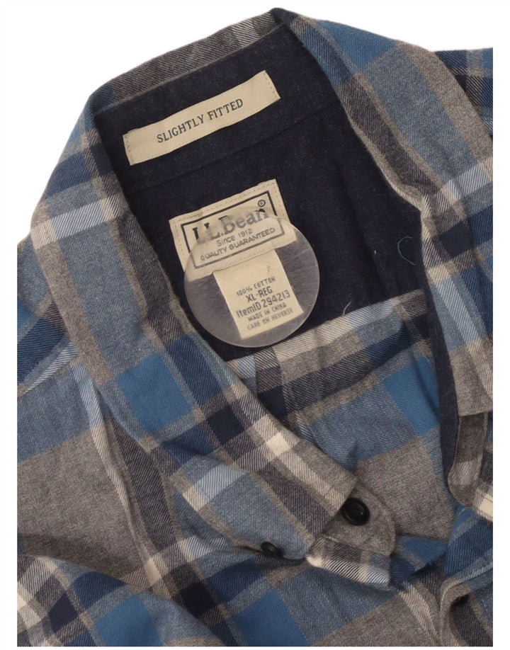 Cămașă de flanel pentru bărbați L.L.Bean, bumbac cu carouri gri