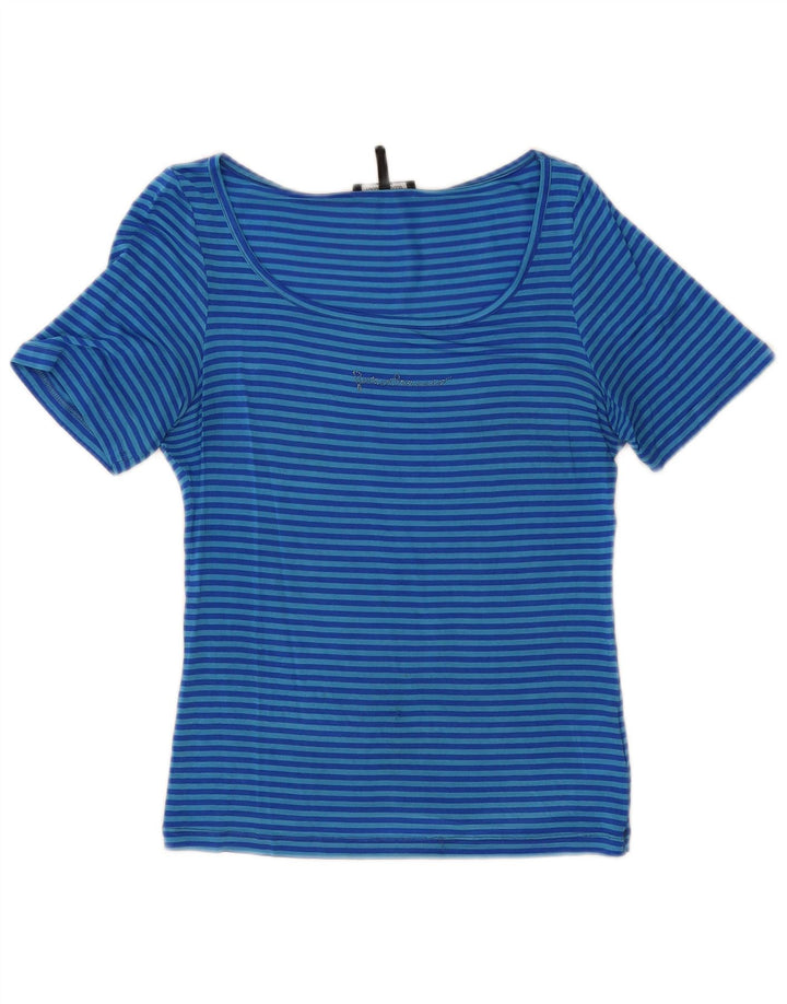 Tricou pentru femei Roccobarocco Top US 8 Medium Blue Striped Acetat