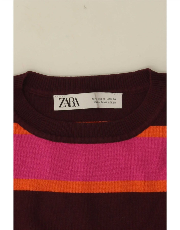 Vestă Crop Top Femei Zara UK 12 Medium Pink Striped