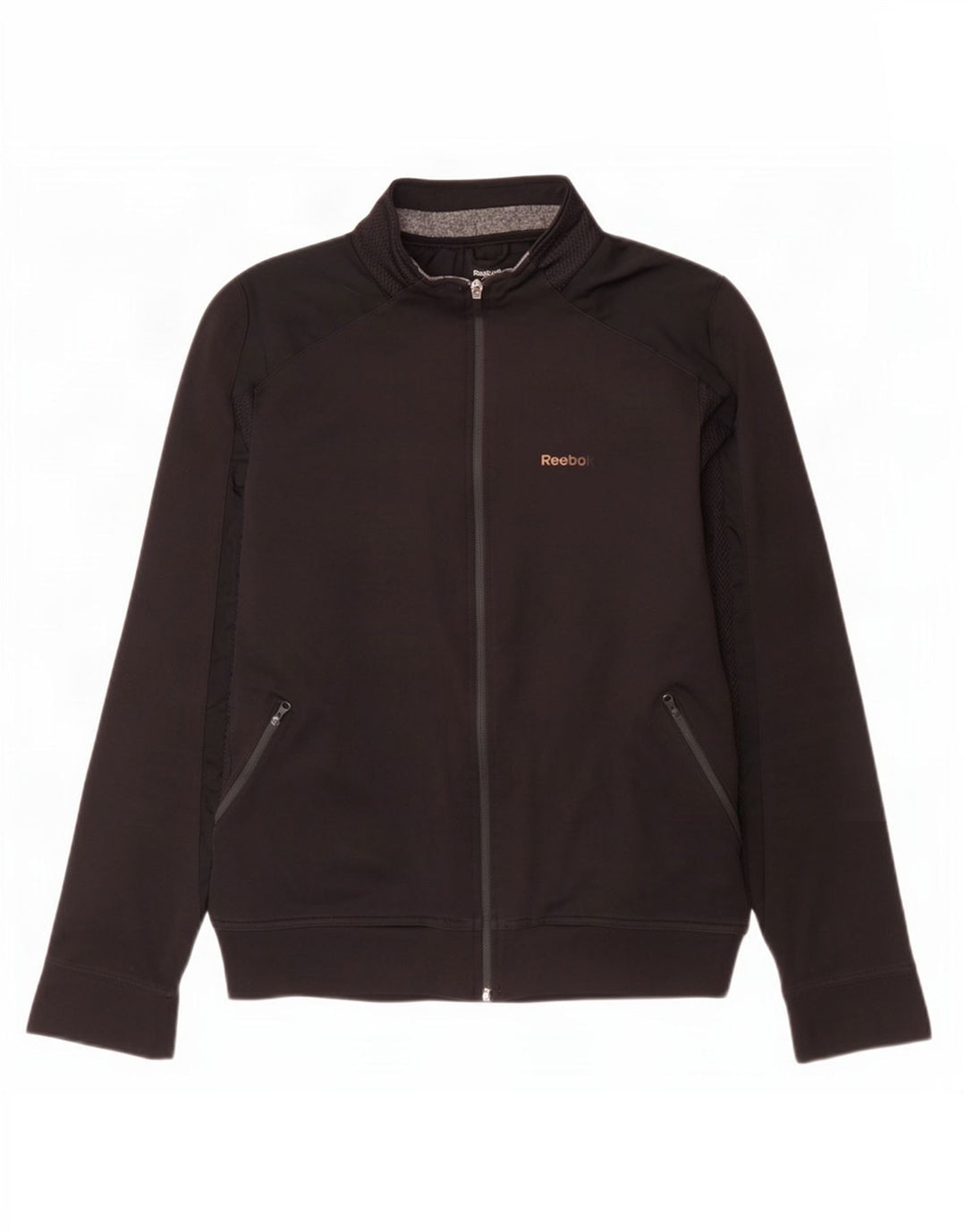 Jachetă de top pentru trening grafic Reebok pentru bărbați, poliester negru mic