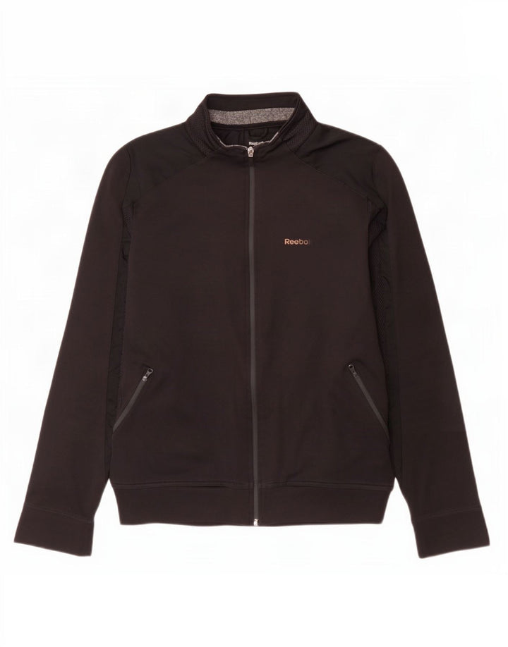 Jachetă de top pentru trening grafic Reebok pentru bărbați, poliester negru mic