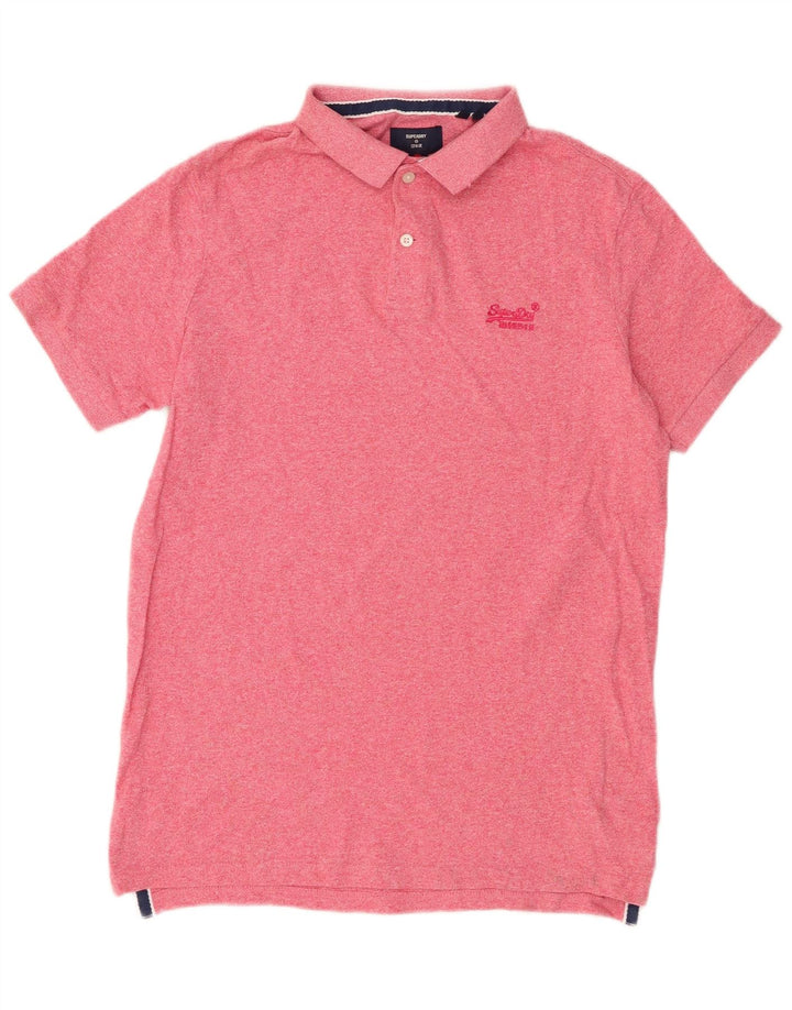 Tricou polo pentru bărbați Superdry, bumbac roz mediu