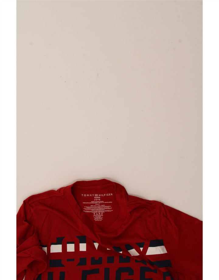 TOMMY HILFIGER Boys Graphic Top Long Sleeve 12-13 Years Medium Red Cotton Vintage Tommy Hilfiger and Second-Hand Tommy Hilfiger from Messina Hembry 