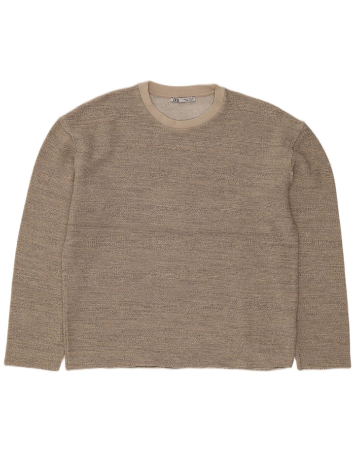 Pulover supradimensionat pentru femei ZARA UK 14 Medium Gri pete acrilic