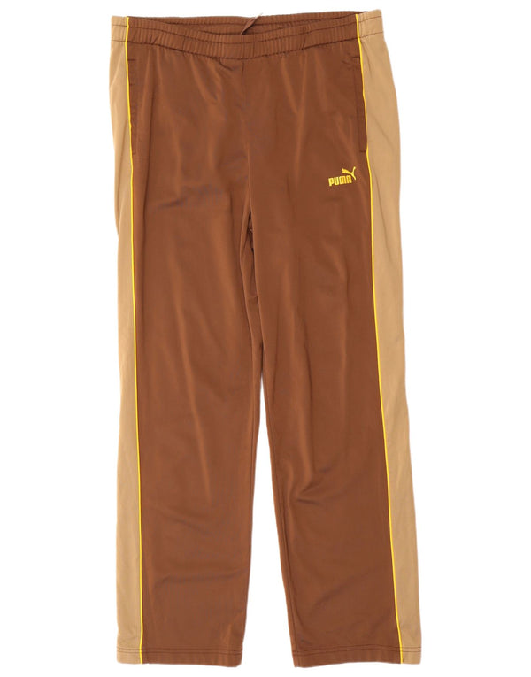 PUMA Womens Tracksuit Trousers UK 12 Medium Brown Colourblock Polyester