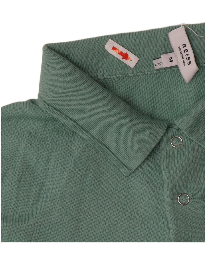 Tricou polo Reiss pentru bărbați, lână verde medie