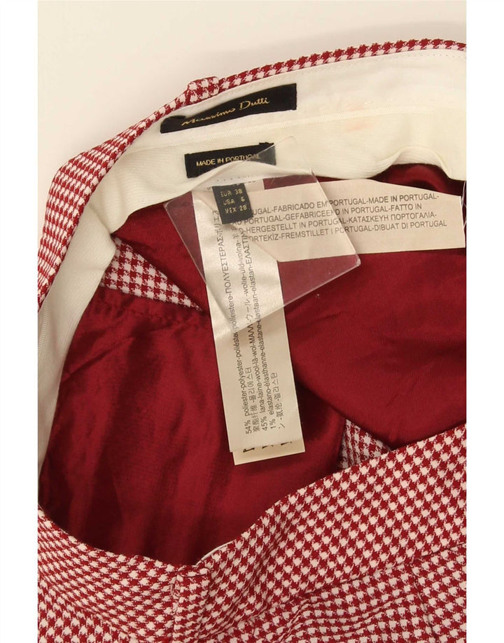 Pantaloni chino Massimo Dutti pentru femei EU 38 Small W28 L28 Red Houndstooth