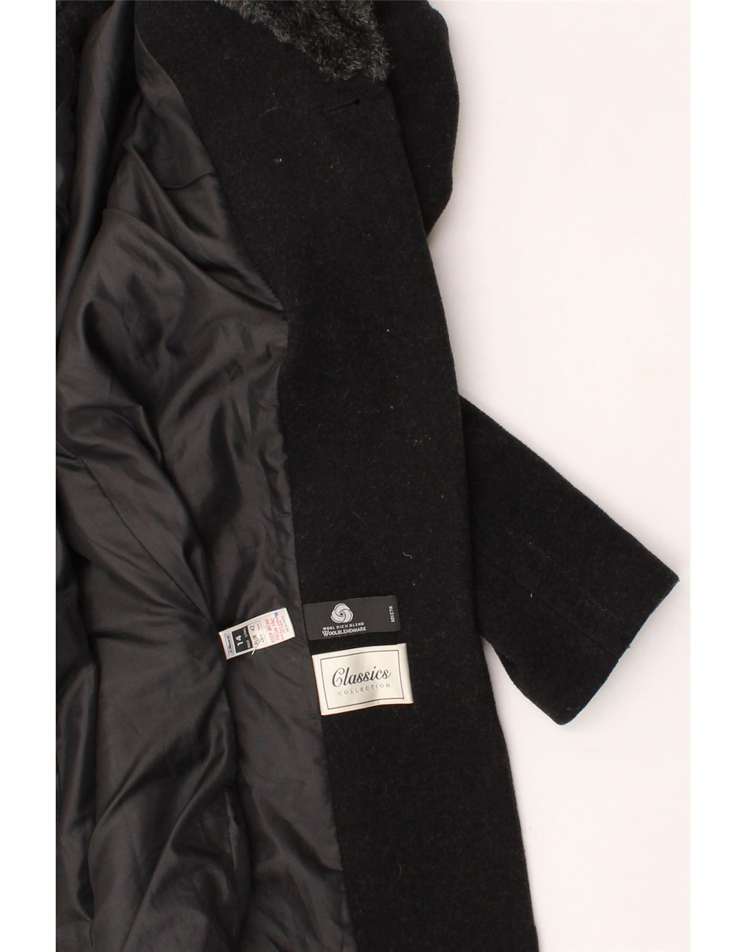 ST. BERNARD Womens Double Breasted Coat UK 14 Large Grey Wool Vintage St. Bernard and Second-Hand St. Bernard from Messina Hembry 