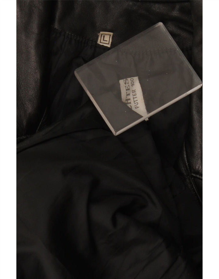 Palton de piele pentru femei VINTAGE UK 14, mare, neagră