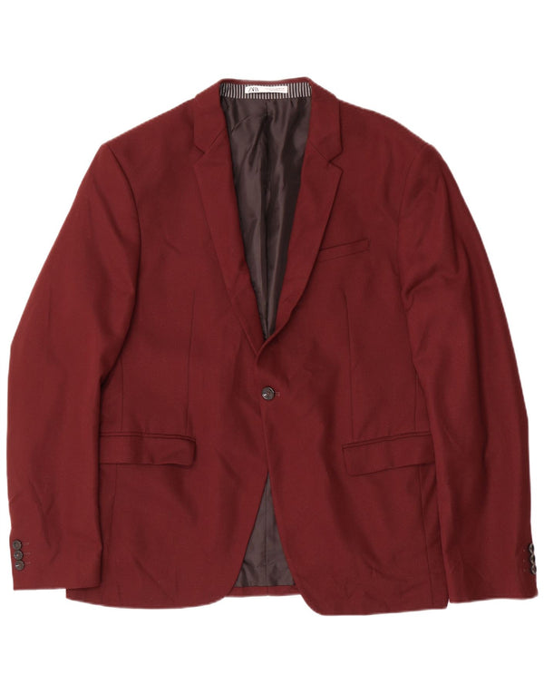 Jachetă pentru bărbați Zara cu 1 nasture EU 54 XL Bordeaux