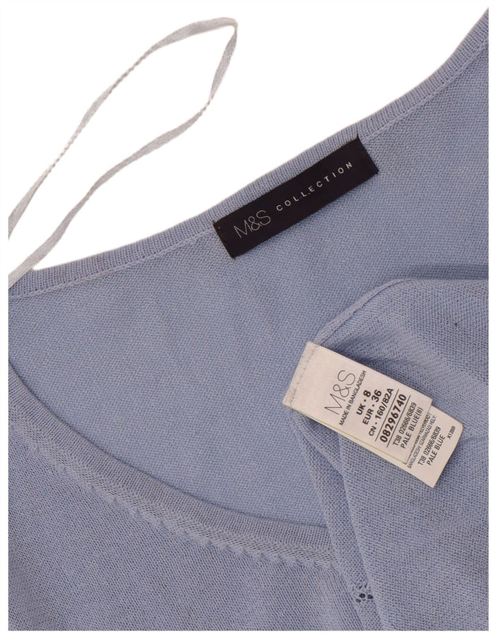 Marks & Spencer Top pentru femei cu mânecă lungă UK 8 Small Blue Viscose