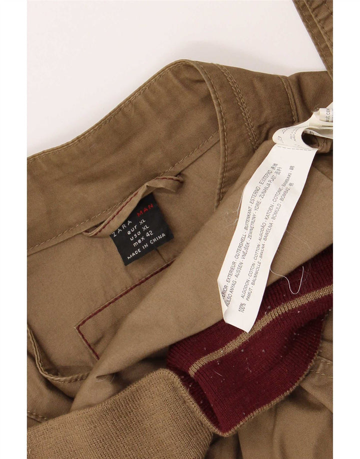 Bomber pentru bărbați Zara UK 42 XL, bumbac, bej