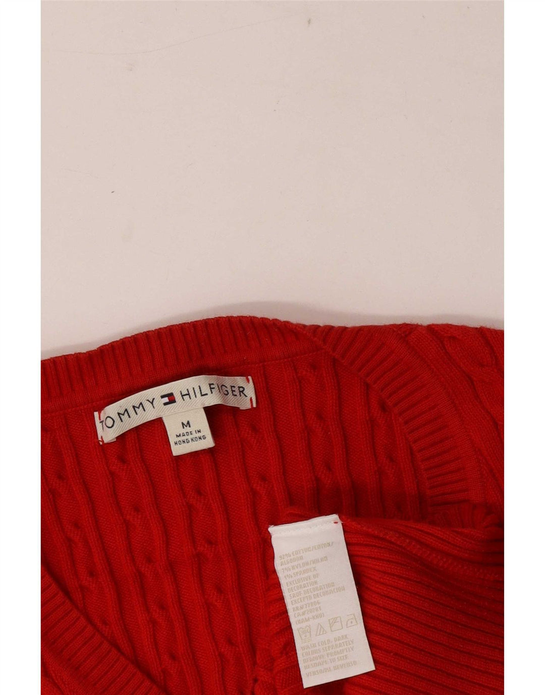 Pulover cu decolteu în V Tommy Hilfiger pentru femei, roșu mediu, 12 UK