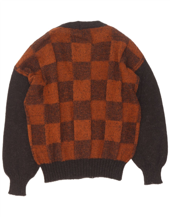 Cardigan Vintage pentru bărbați, mare, maro, geometric