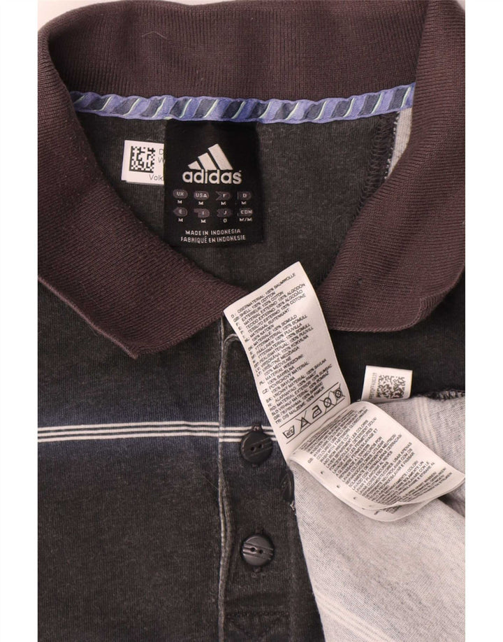Tricou polo Adidas pentru bărbați, bumbac cu dungi negre medii