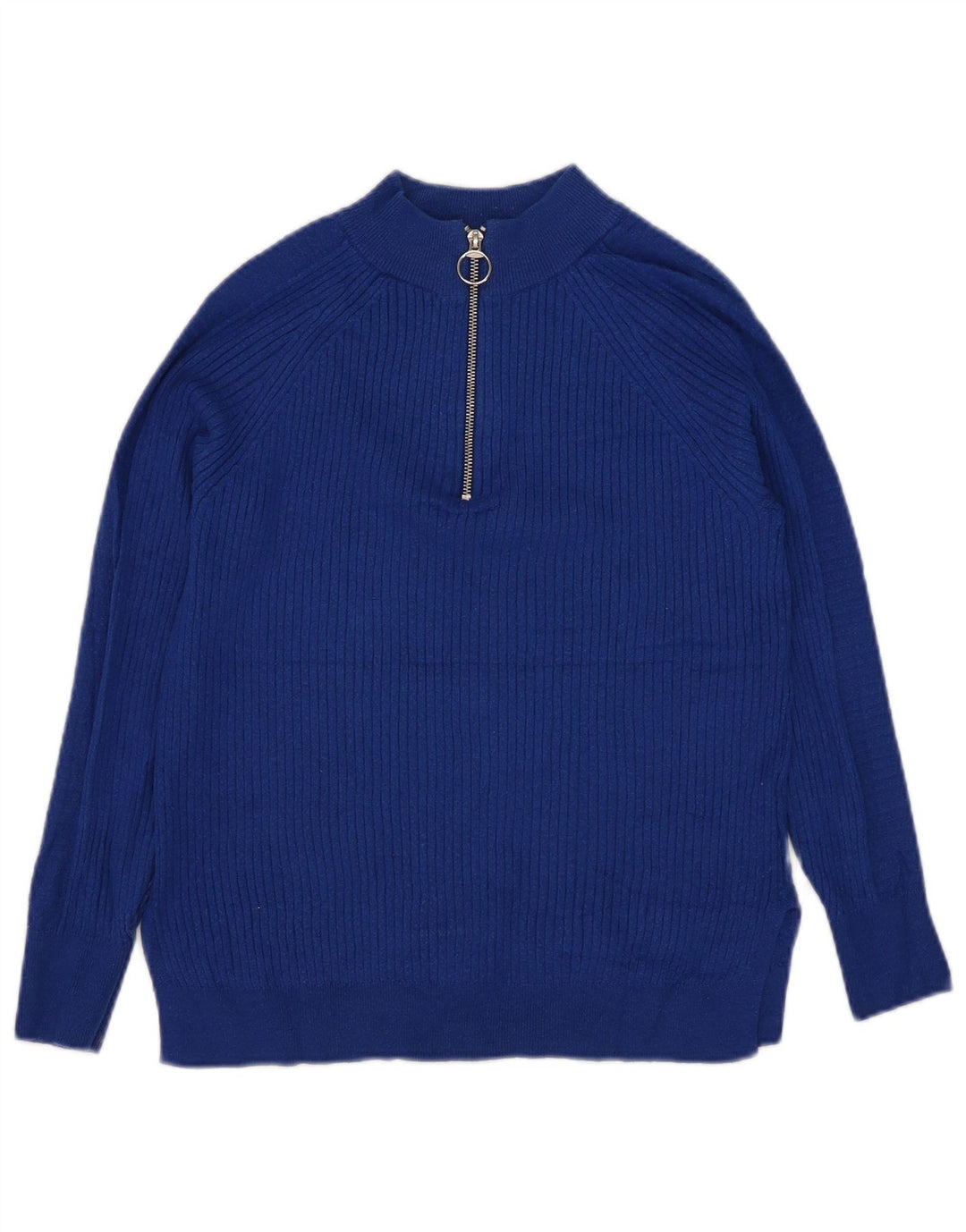 Pulover pentru femei Marks & Spencer, cu fermoar, cu gât, UK 10, mic albastru, viscoză