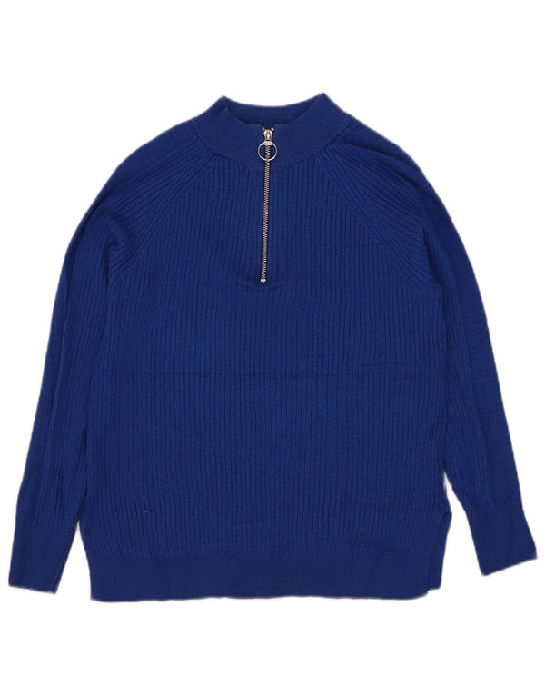 Pulover pentru femei Marks & Spencer, cu fermoar, cu gât, UK 10, mic albastru, viscoză