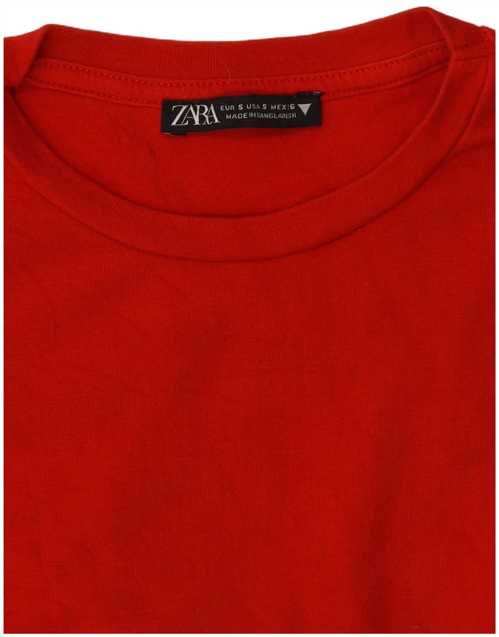 Crop Top pentru femei Zara cu mânecă lungă UK 8 Small Red