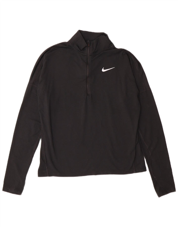 Top de trening NIKE Dri Fit, cu fermoar și gât, pentru femei, UK 10, negru