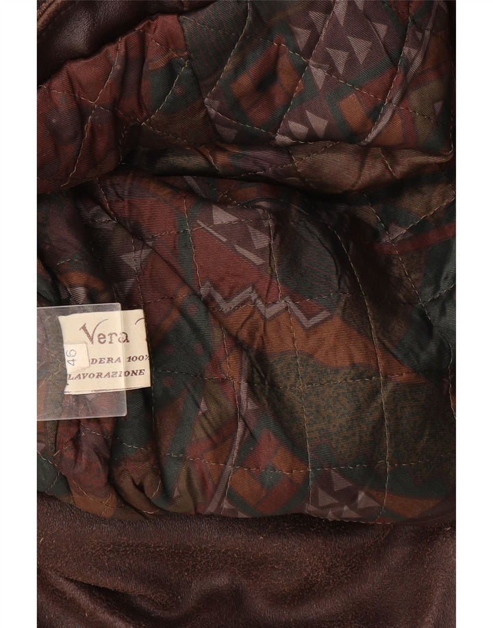 Geacă de piele vintage pentru bărbați IT 46 din piele maro mică