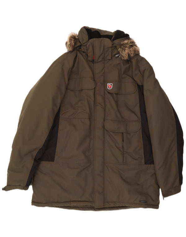 Jachetă parka cu glugă pentru bărbați Fjall Raven UK 44 2XL Kaki Poliamidă color bloc
