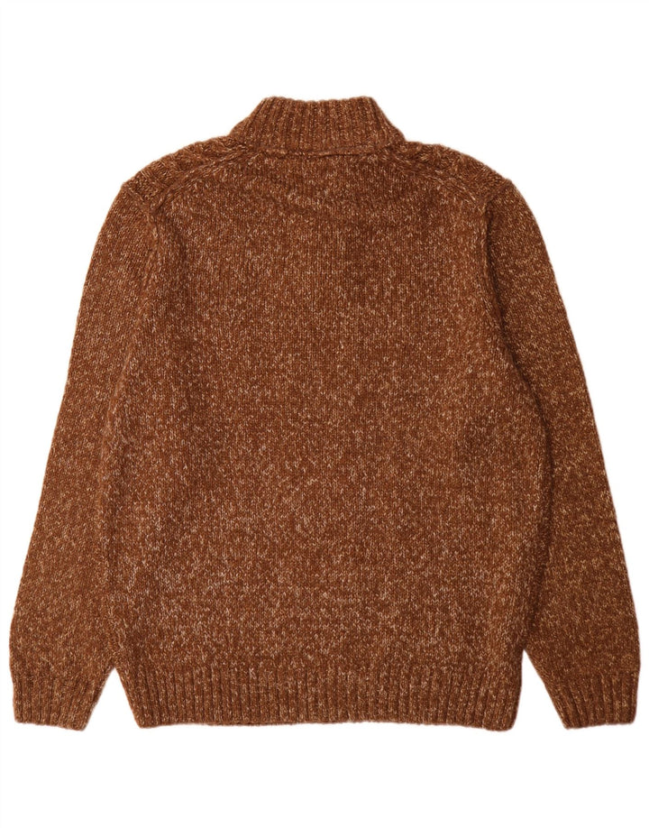 Pulover pentru bărbați C&A, cu gât, cu nasturi, XL, maro, pete acrilic
