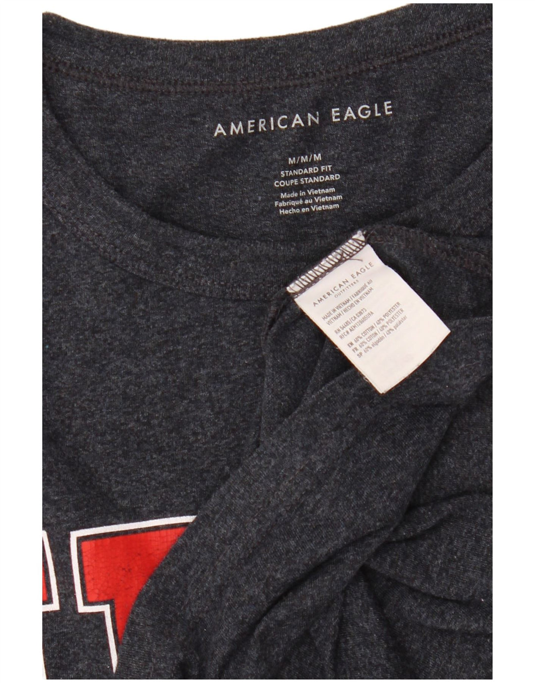 AMERICAN EAGLE Bărbați Coupe Standard Tricou grafic Top Mediu Bleumarin