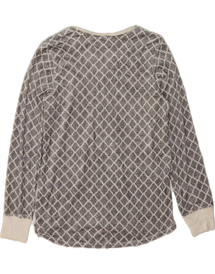 NAUTICA Womens Top Long Sleeve UK 14 Medium Grey Ikat Polyester Vintage Nautica and Second-Hand Nautica from Messina Hembry 