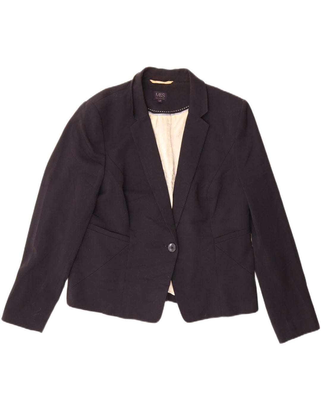 Jachetă pentru femei Marks & Spencer cu 1 nasture, UK 18 XL, poliester bleumarin