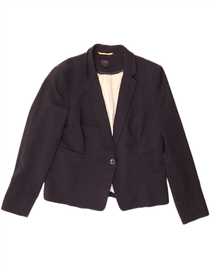 Jachetă pentru femei Marks & Spencer cu 1 nasture, UK 18 XL, poliester bleumarin