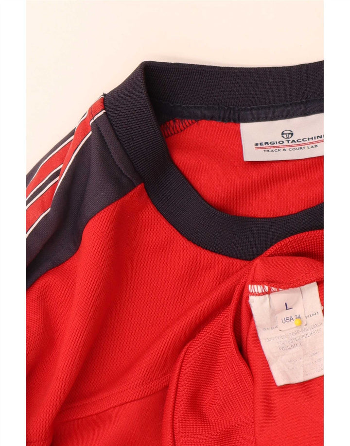 Hanorac cu grafic pentru bărbați Sergio Tacchini Pulover mare roșu Colorblock