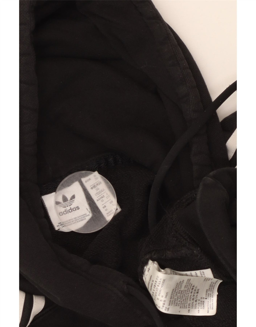 Jumper ADIDAS Crop Oversized Hoodie pentru femei UK 10 Small Black Bumbac