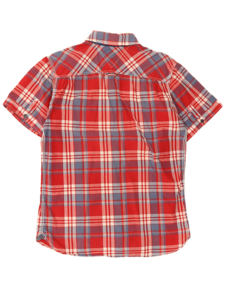 Cămașă cu mânecă scurtă Tommy Hilfiger pentru bărbați, bumbac cu carouri mici, roșii