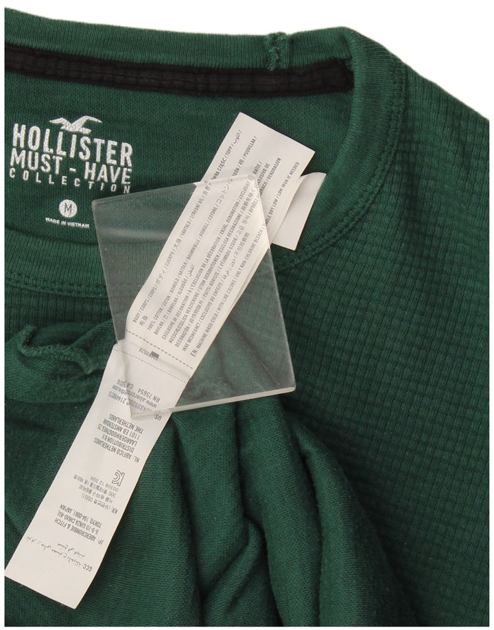 Top Hollister pentru bărbați cu mânecă lungă, verde mediu, bumbac