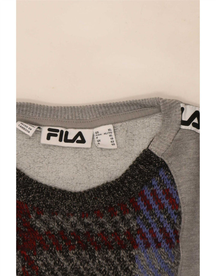 Pulover cu grafic pentru femei Fila UK 16, mare, gri Colorblock