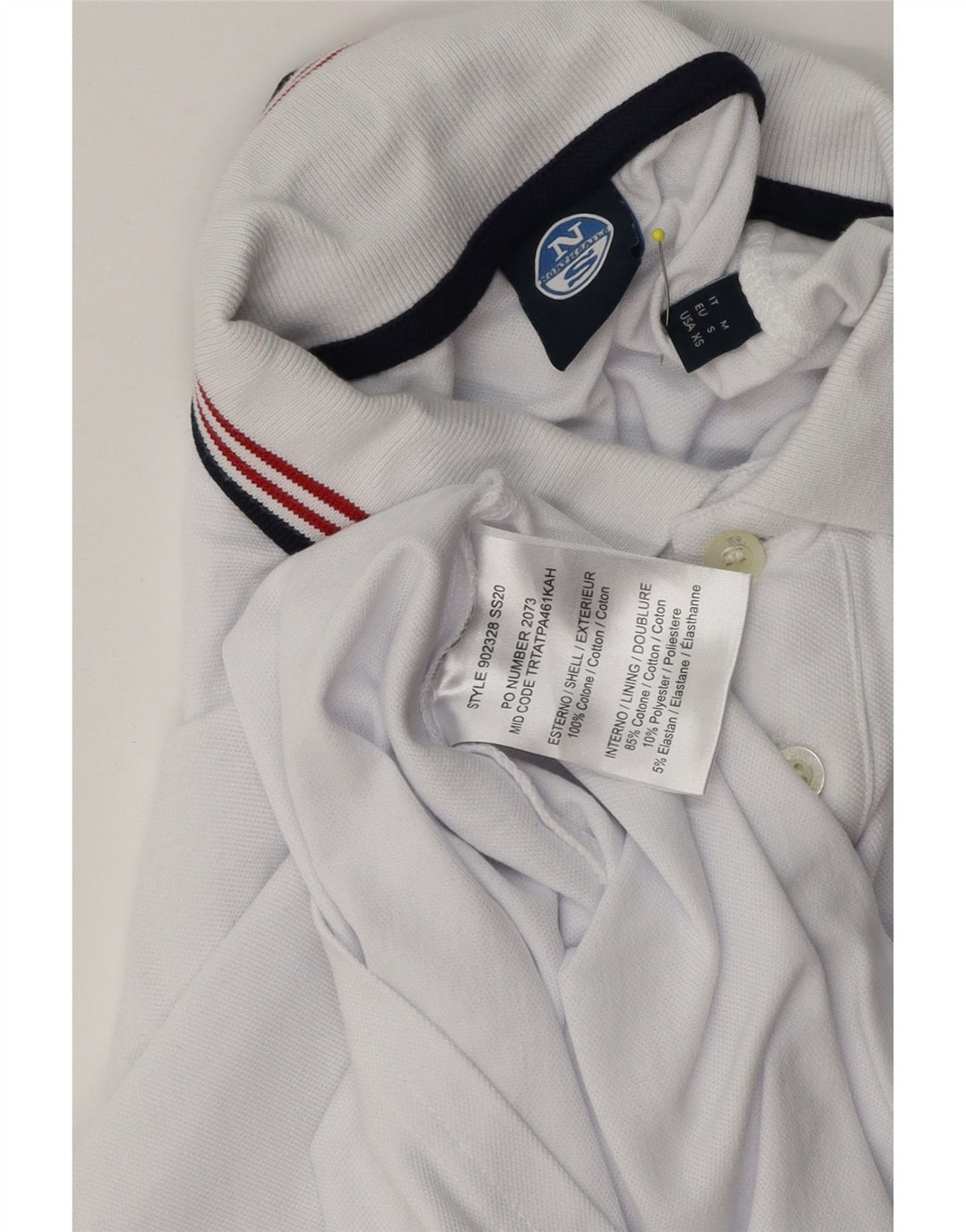 Tricou polo cu grafică North Sails pentru bărbați, bumbac alb mic