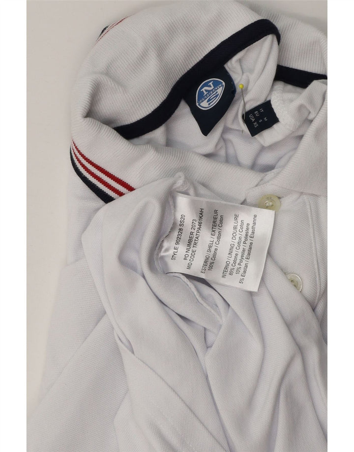 Tricou polo cu grafică North Sails pentru bărbați, bumbac alb mic