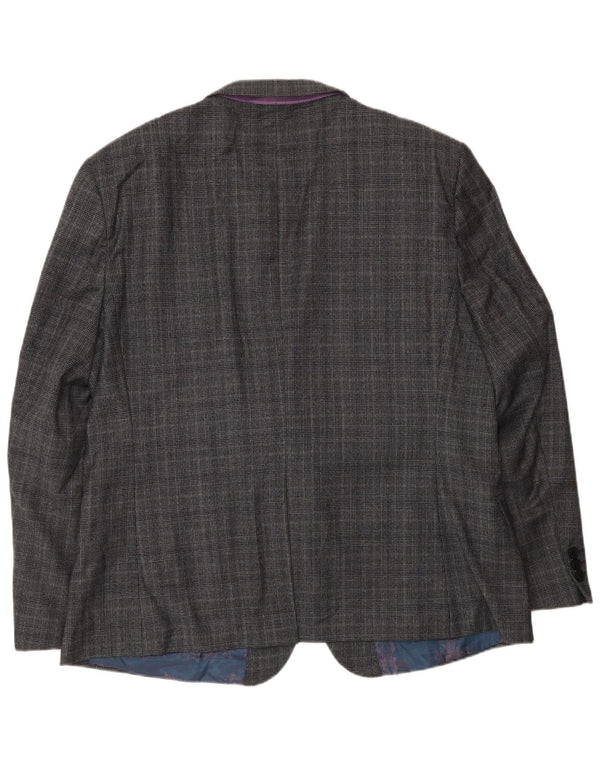 Jachetă pentru bărbați Ted Baker cu 2 nasturi, UK 46 3XL, lână cu carouri gri