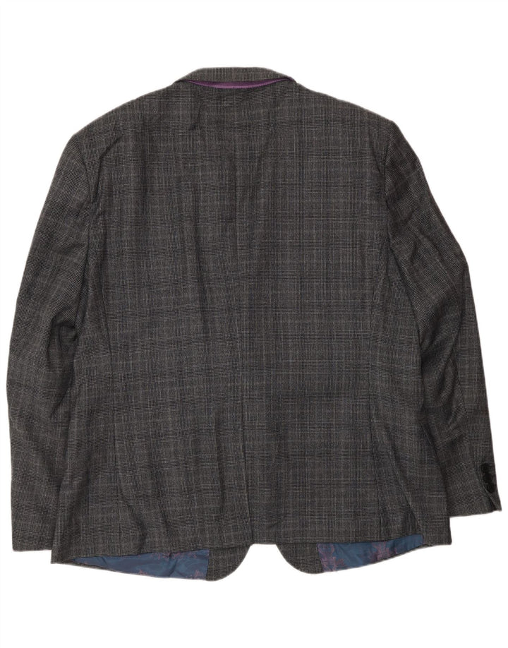 Jachetă pentru bărbați Ted Baker cu 2 nasturi, UK 46 3XL, lână cu carouri gri